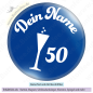 Preview: Sektglas mit Name auf blau