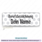Preview: Namensschild weiss mit grauen Punkten