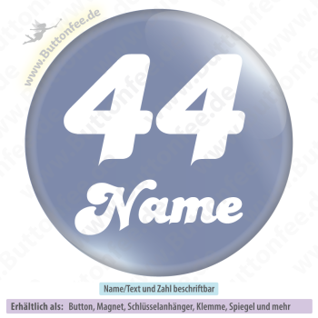 Zahl und Name auf blau