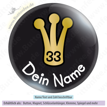 Grosse Krone mit Zahl auf schwarz