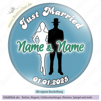 Hochzeitspaar schwarz weiß auf blau