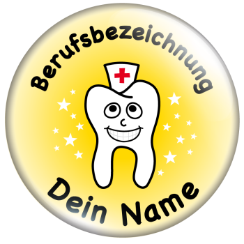 Lachender Zahn mit Haube gelb