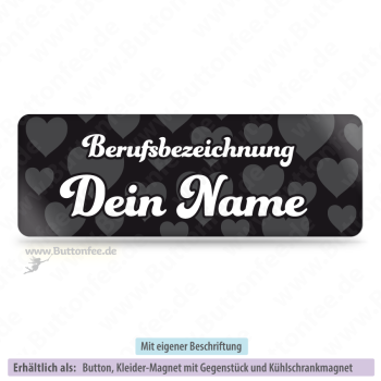 Namensschild schwarze Herzen