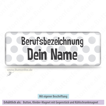 Namensschild weiss mit grauen Punkten