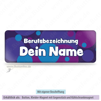 Namensschild Punktmuster lila blau