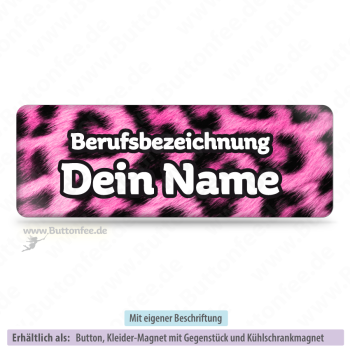 Namensschild Leomuster pink