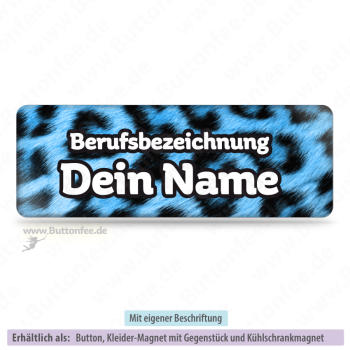Namensschild Leomuster blau