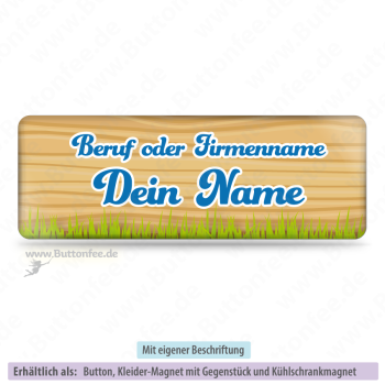 Holzwand mit blauer Schrift