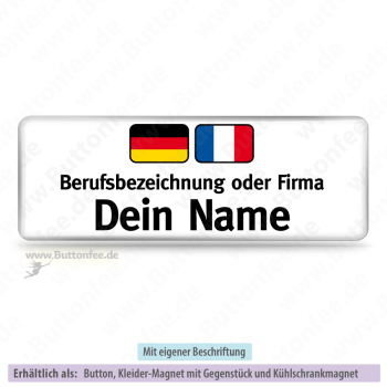 Namensschild deutsch & französisch auf weiss