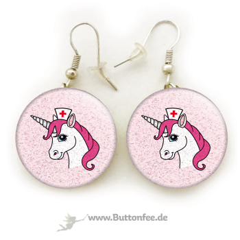 Ohrringe Medi Einhorn rosa mit Glitzer