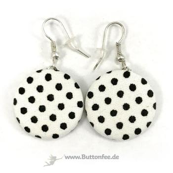 Ohrringe 25mm schwrze Punkte auf weiss