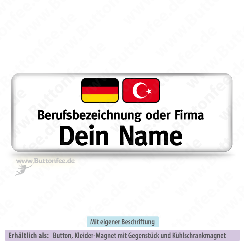 Namensschild Deutsch Türkisch Auf Weiss