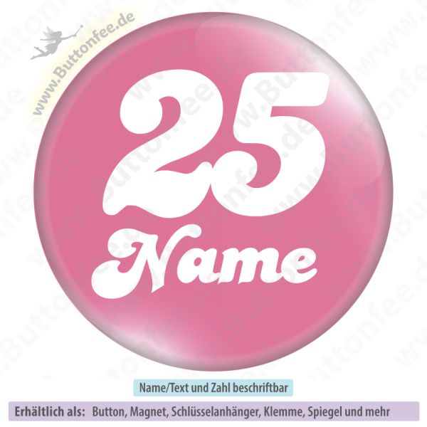Zahl und Name auf rosa