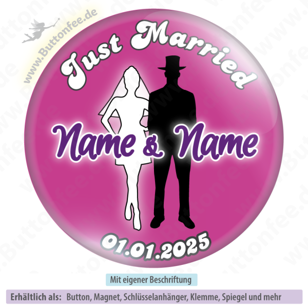 Hochzeitspaar schwarz weiß auf pink