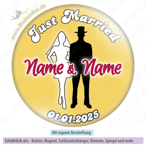 Hochzeitspaar schwarz weiß auf gelb