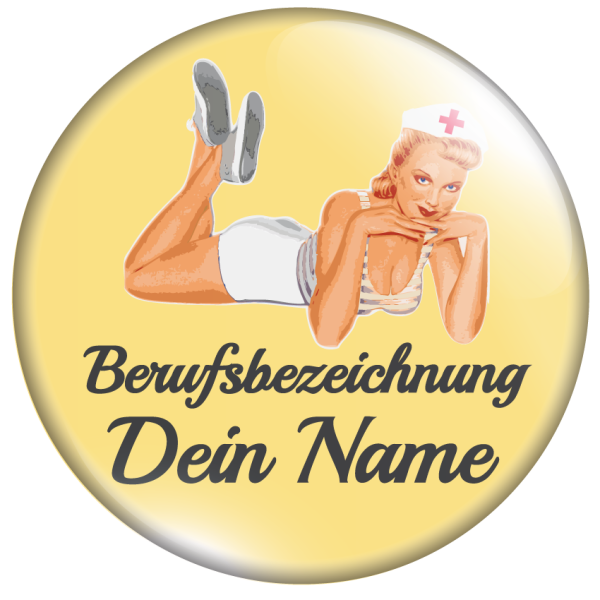 Pin-Up Schwester auf gelb