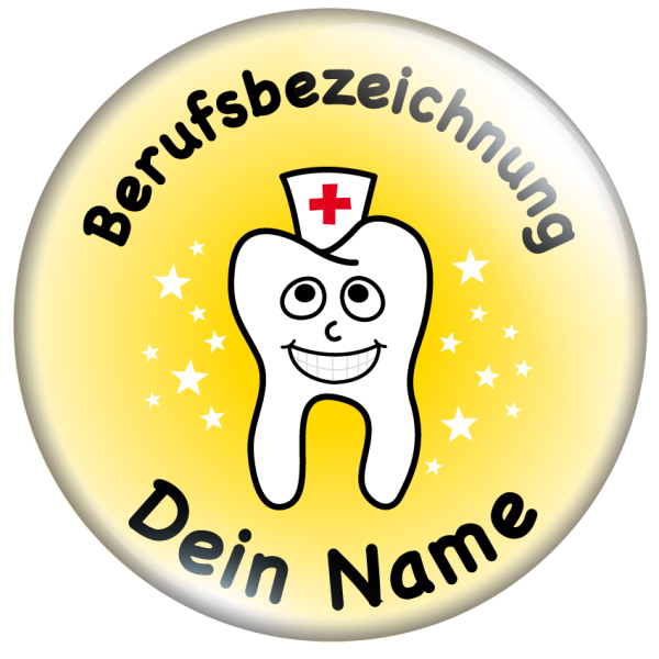 Lachender Zahn mit Haube gelb