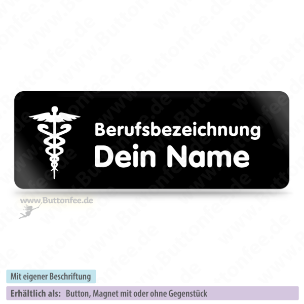 Äskulapstab auf schwarz (70x25mm)