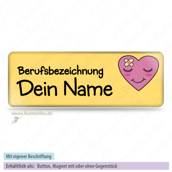 Medi Herz mit Pflaster auf gelb (70x25mm)