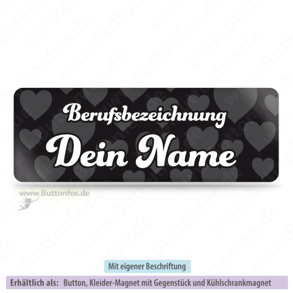 Namensschild schwarze Herzen