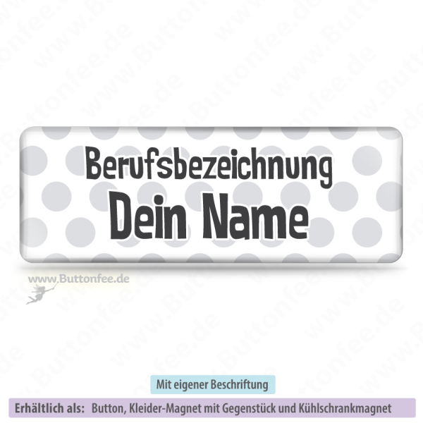 Namensschild weiss mit grauen Punkten