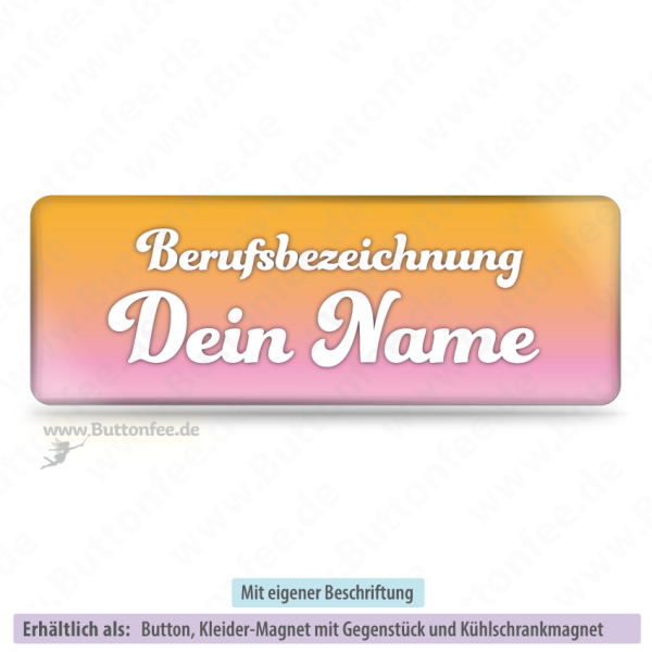 Namensschild Verlauf orange rosa