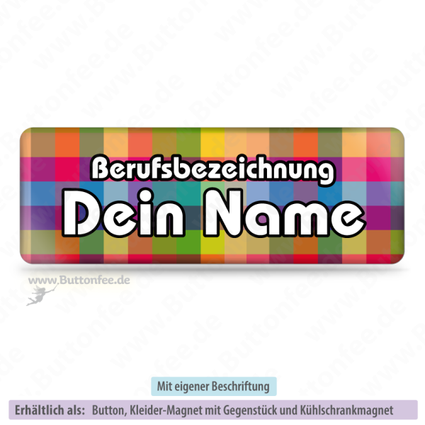 Namensschild Karomuster bunt