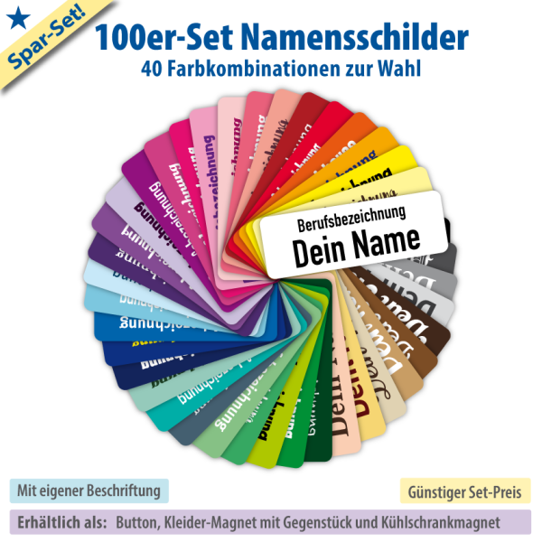 100er-Sparset - Namensschilder 25x70 einfarbig