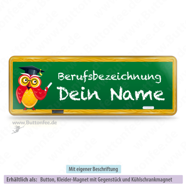 Namensschild Eule mit Tafel