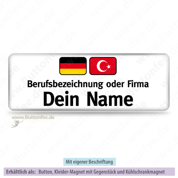 Namensschild deutsch & türkisch auf weiss