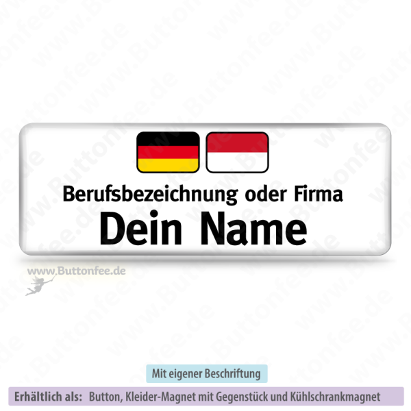 Namensschild deutsch & polnisch auf weiss