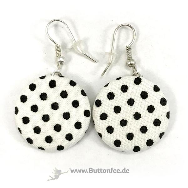 Ohrringe 25mm schwrze Punkte auf weiss