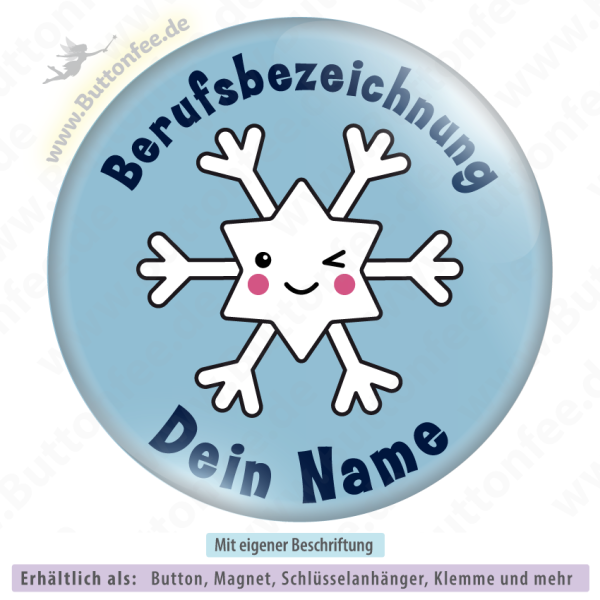 Schneeflocke zwinkernd auf blau